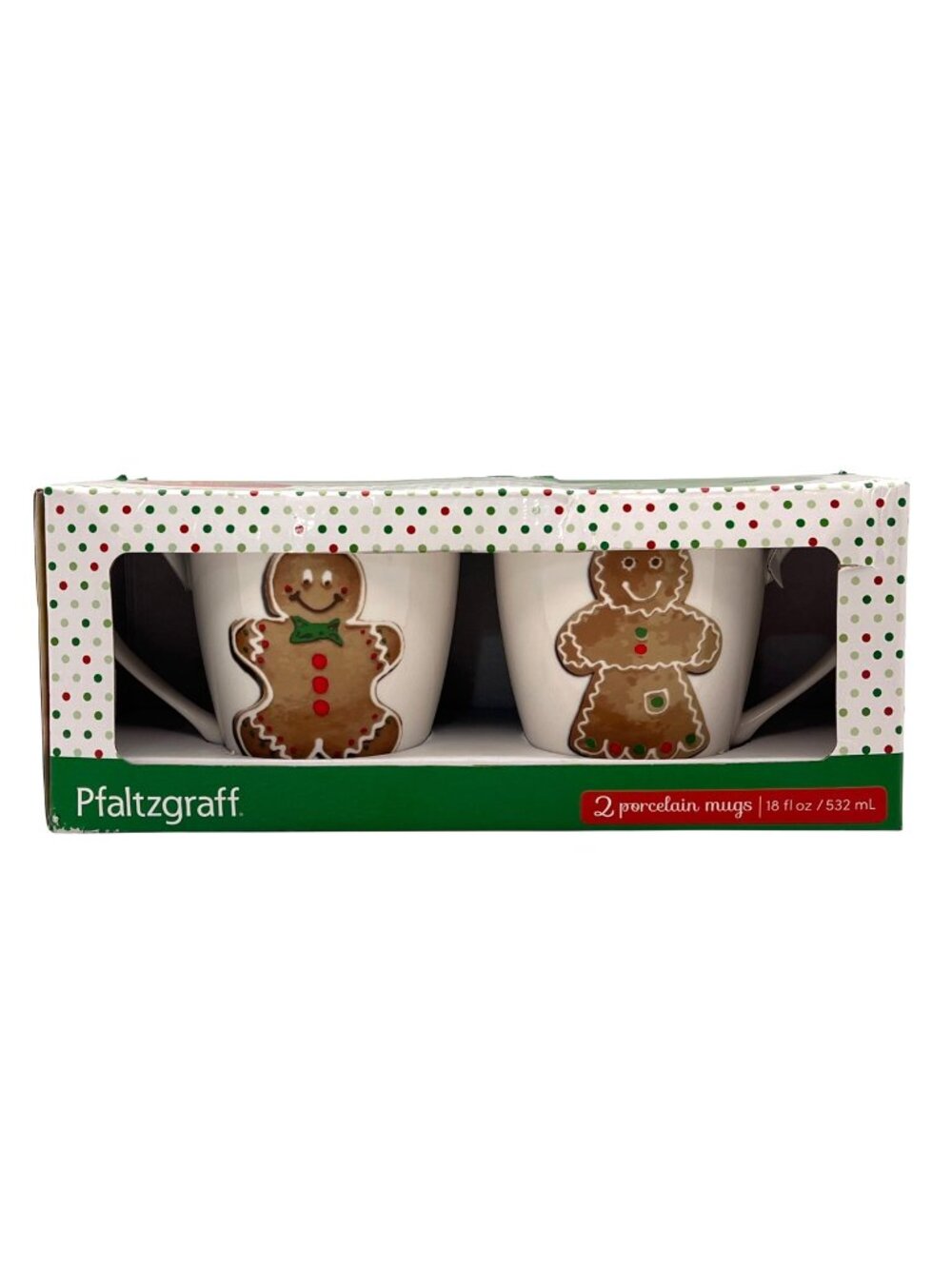 Pfaltzgraff Gingerbread Men Porcelain Mug Set 18oz Christmas Holiday Gift Box